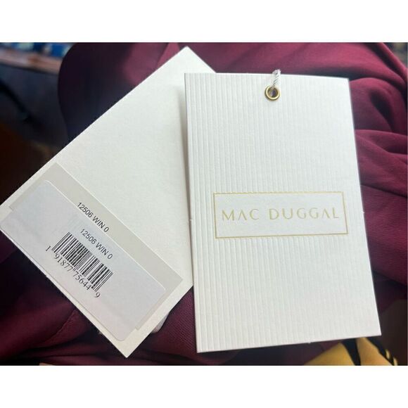 MAC DUGGAL 12506 Faux Wrap Dress in Wine NWT Size 0 - Picture 7 of 7